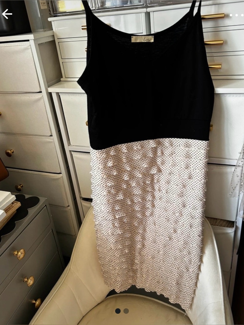 Polka Dot Maxi Dress in Black & cream Like New